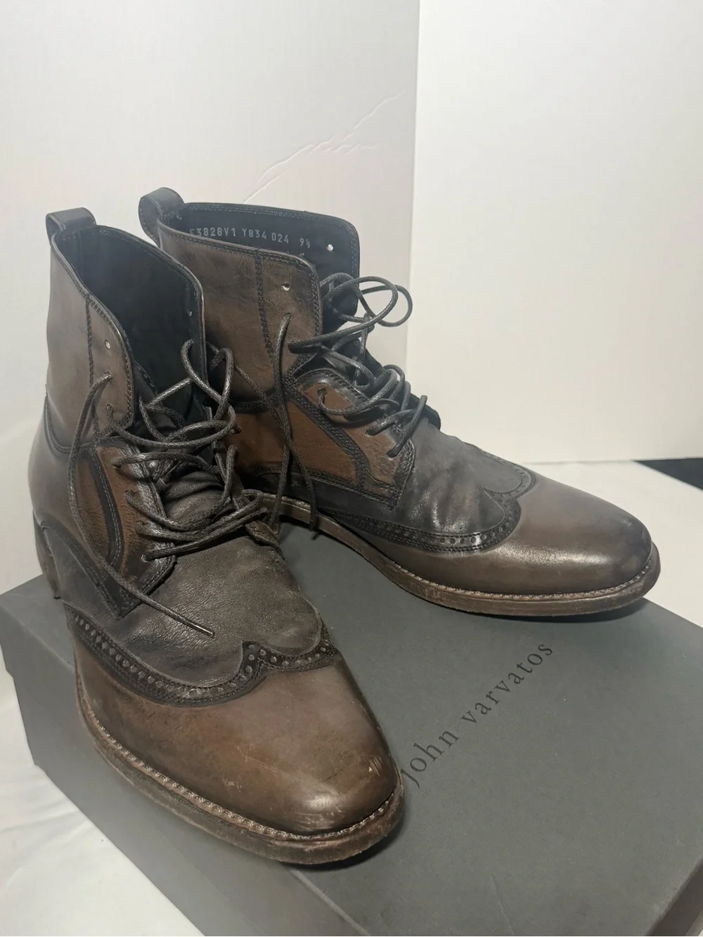 John Varvatos Brown Leather Chukka Wingtip Boots